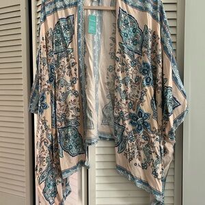 Maurices Floral Paisley Kimono in Blush and Light Blue